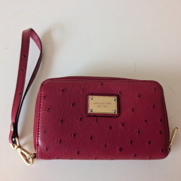 Authentic Michael Kors Red Wallet with Strap (6" x 4") - Picture 1 of 2